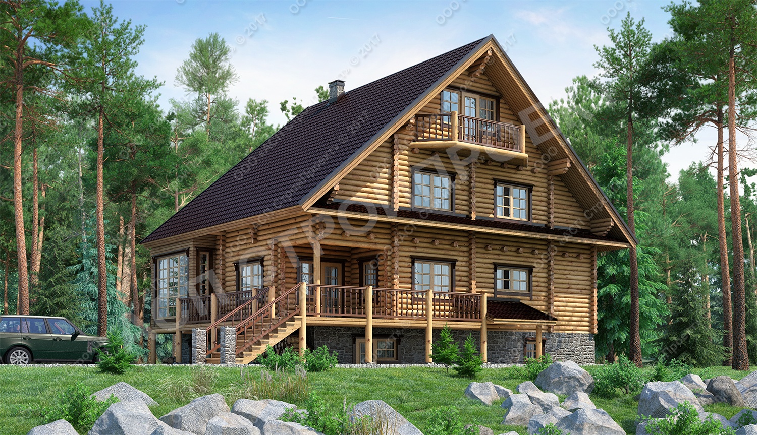 дом из оцилиндрованного бревна - Финский