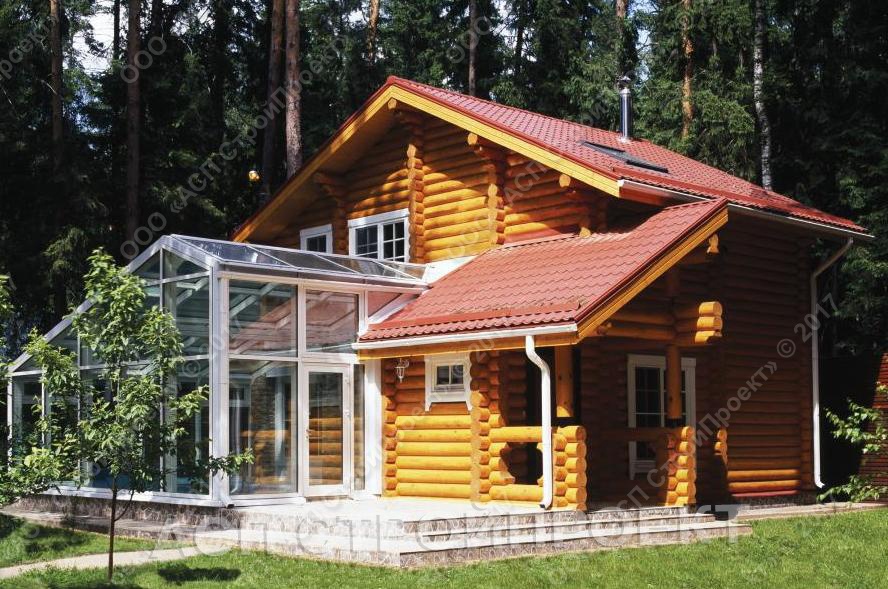 Проект дома из оцилиндрованного бревна Синий лес